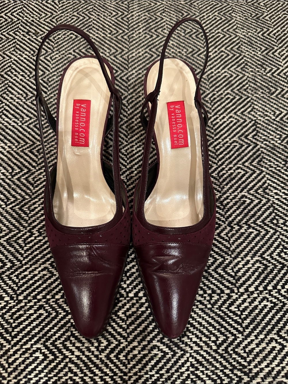 Vanessa Noel Women's Burgundy Slingback Italian Pumps
